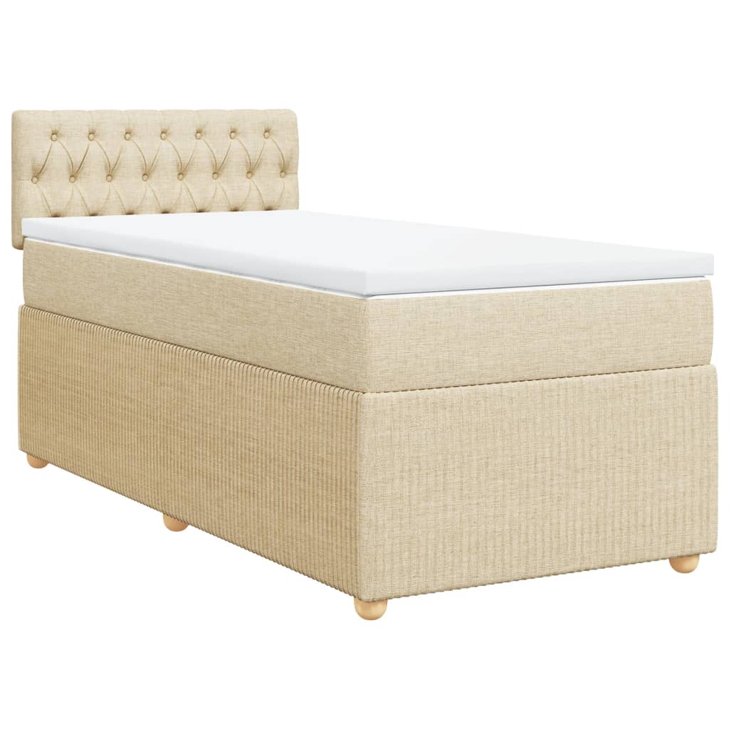 vidaXL Cama box spring con colchón tela color crema 80x200 cm