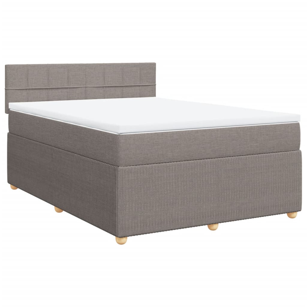 vidaXL Cama box spring con colchón tela gris taupe 140x190 cm