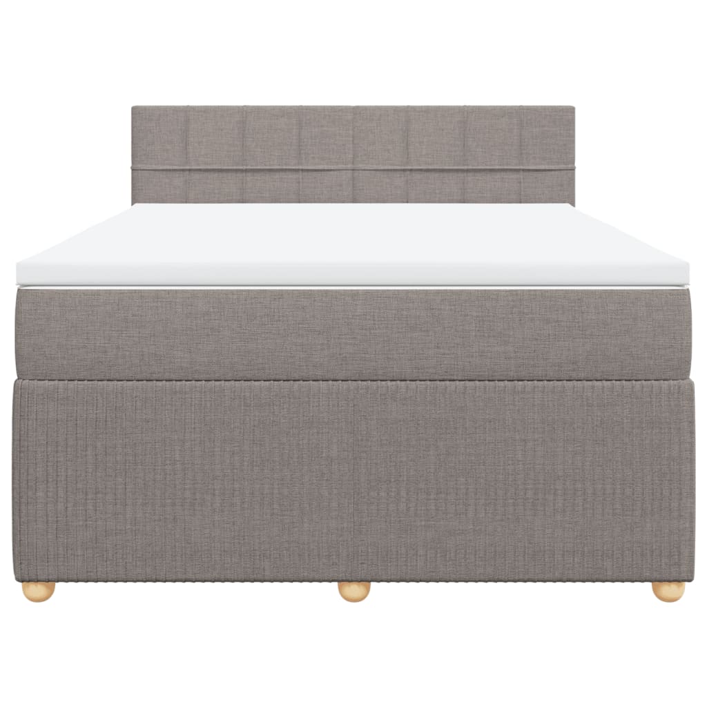 vidaXL Cama box spring con colchón tela gris taupe 140x190 cm