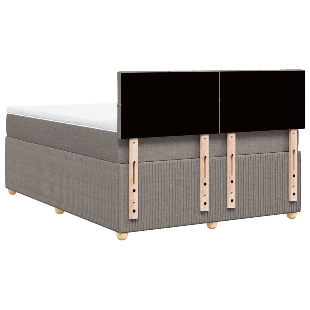 vidaXL Cama box spring con colchón tela gris taupe 140x190 cm