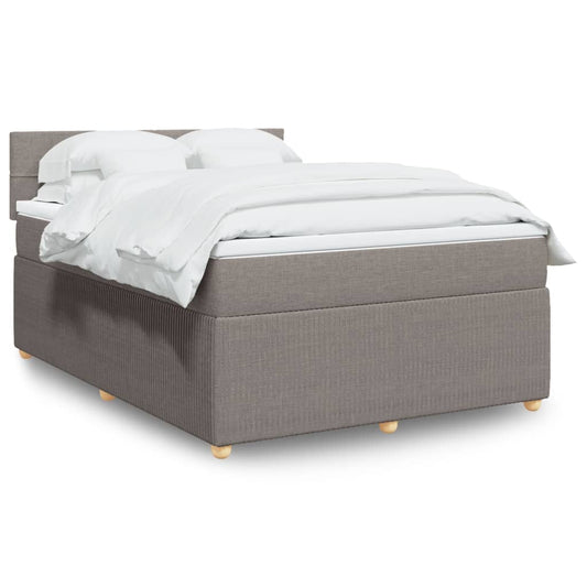 vidaXL Cama box spring con colchón tela gris taupe 140x190 cm