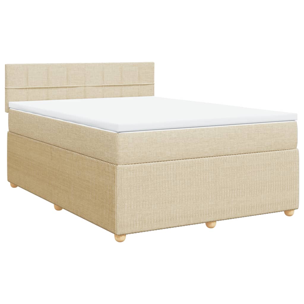 vidaXL Cama box spring con colchón tela color crema 160x200 cm