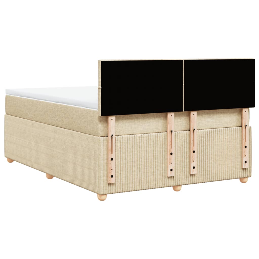 vidaXL Cama box spring con colchón tela color crema 160x200 cm