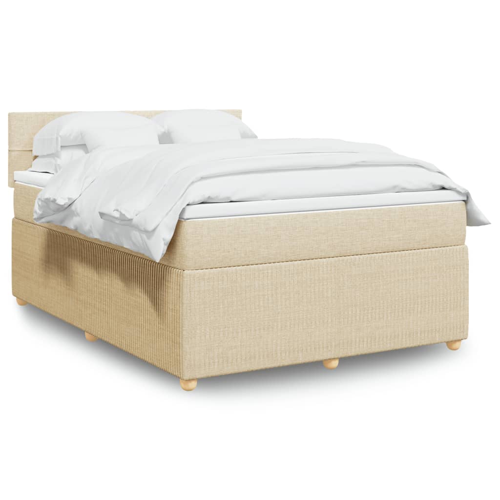 vidaXL Cama box spring con colchón tela color crema 160x200 cm