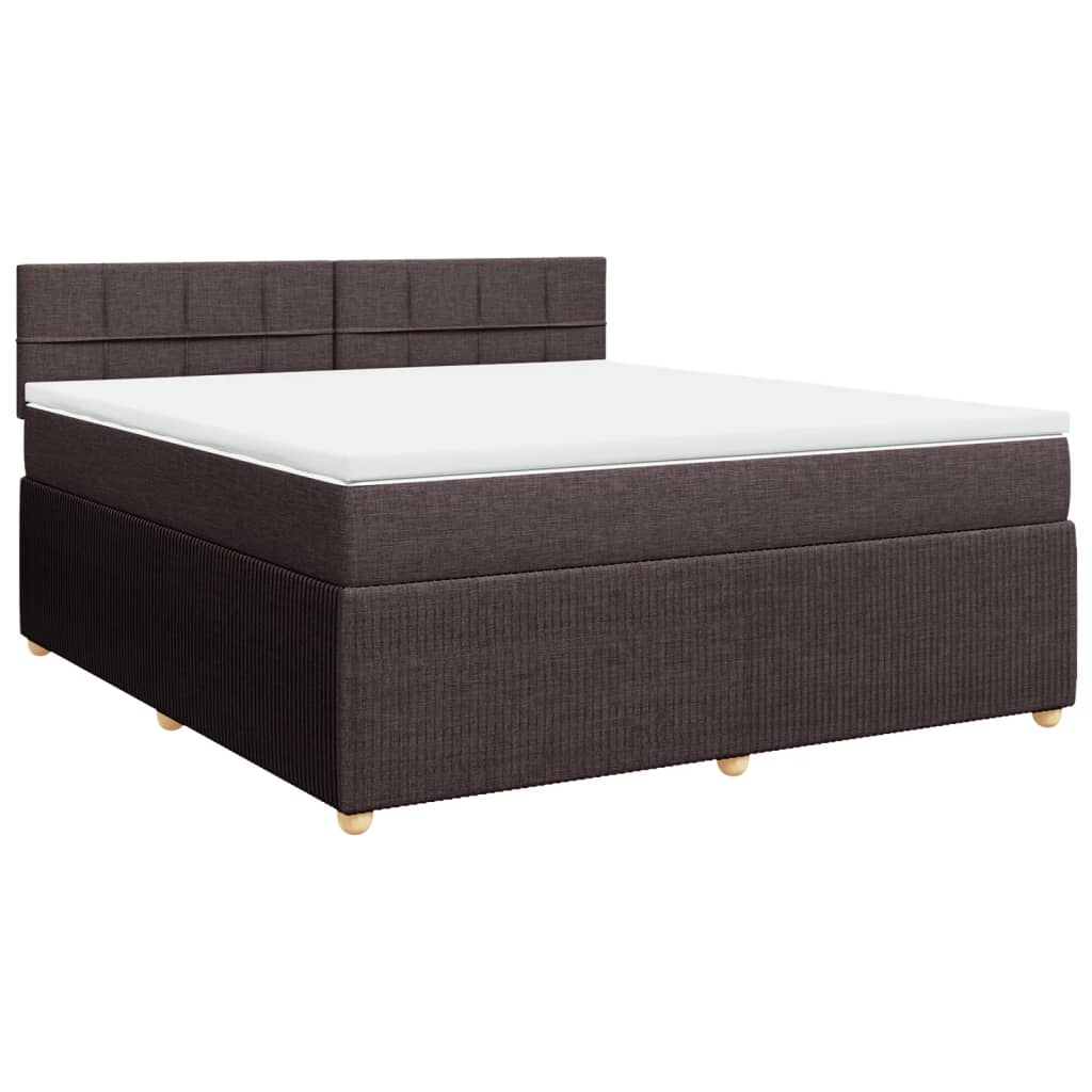 vidaXL Cama box spring con colchón tela marrón oscuro 180x200 cm