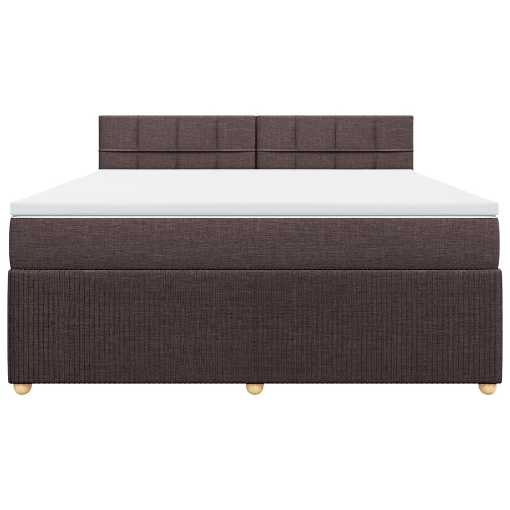 vidaXL Cama box spring con colchón tela marrón oscuro 180x200 cm