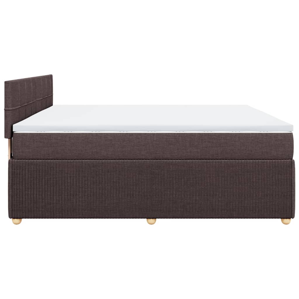 vidaXL Cama box spring con colchón tela marrón oscuro 180x200 cm