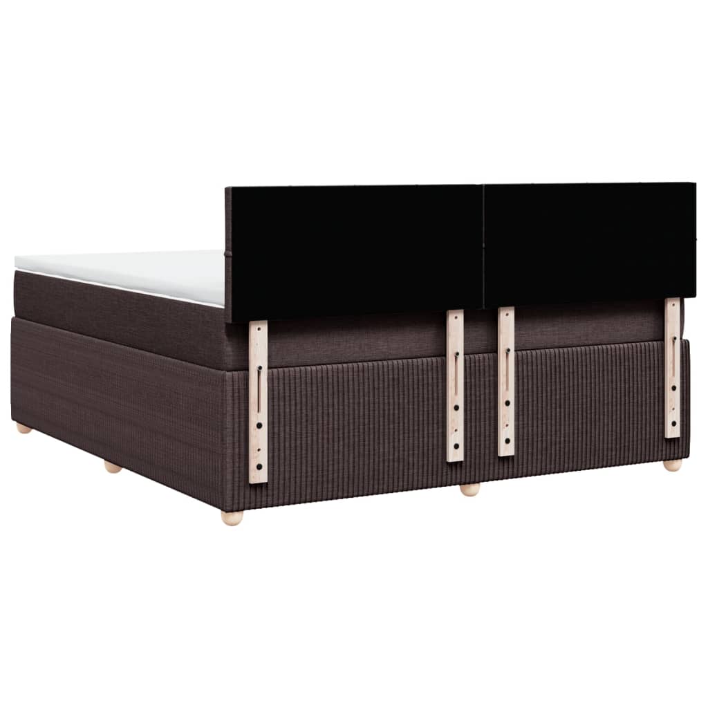 vidaXL Cama box spring con colchón tela marrón oscuro 180x200 cm