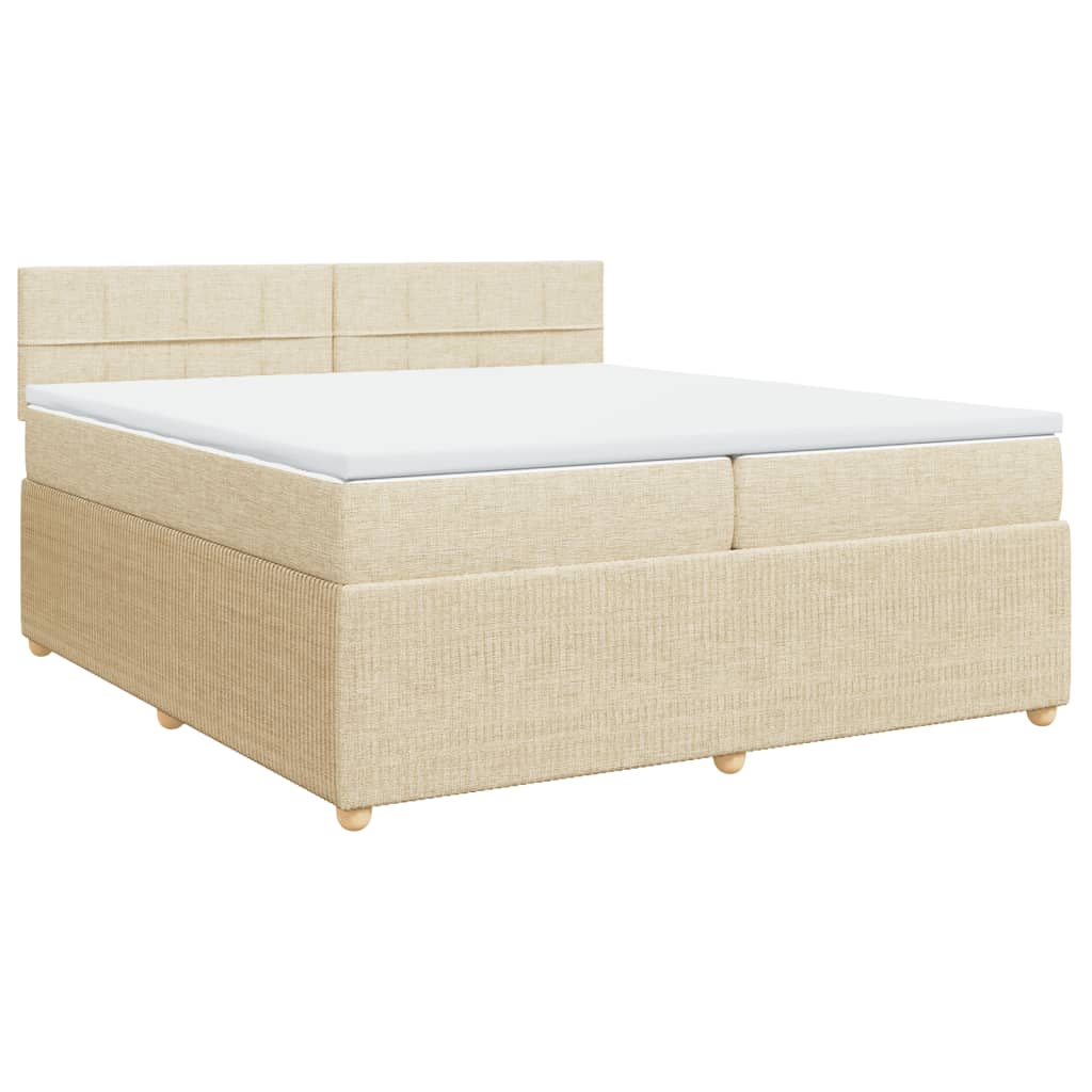 vidaXL Cama box spring con colchón tela color crema 200x200 cm