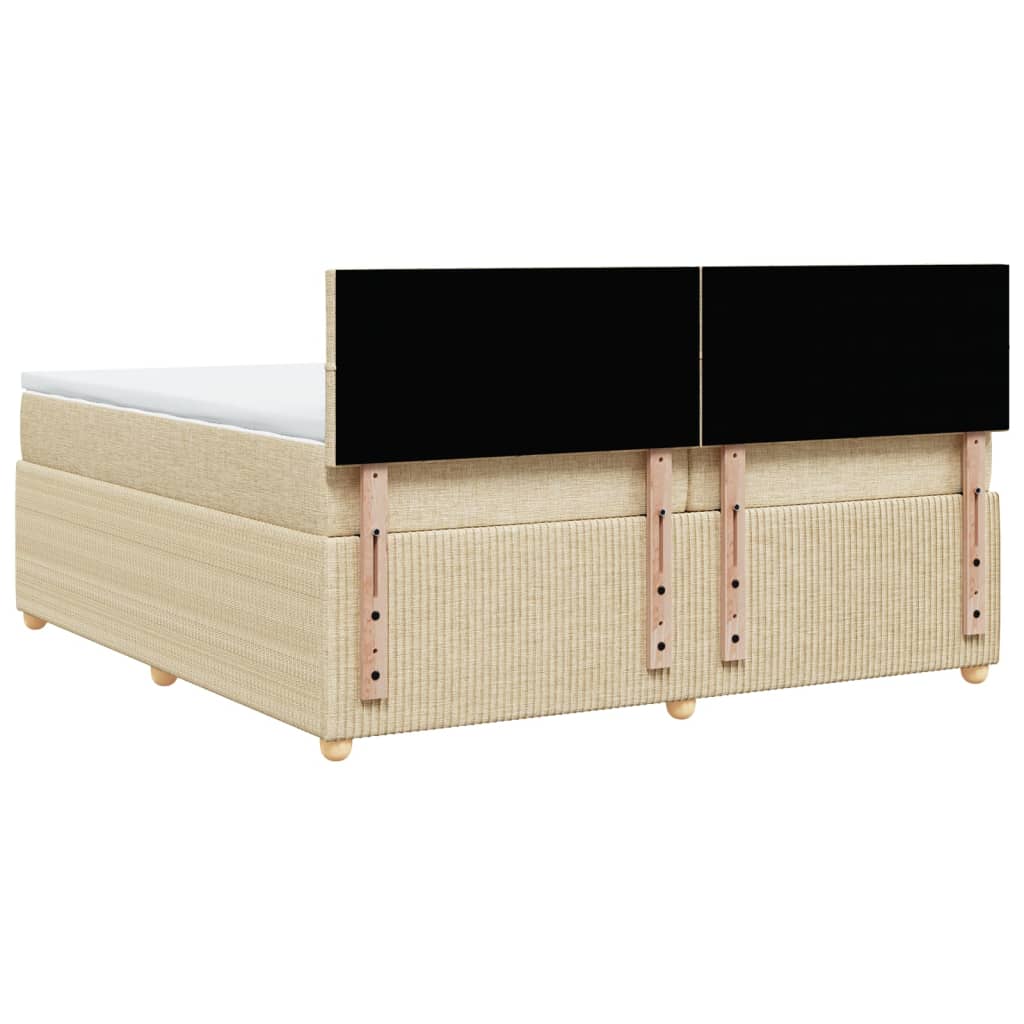 vidaXL Cama box spring con colchón tela color crema 200x200 cm