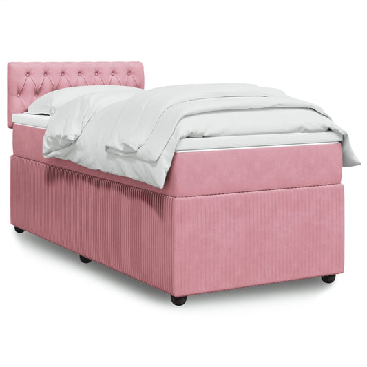 vidaXL Cama box spring con colchón terciopelo rosa 80x200 cm