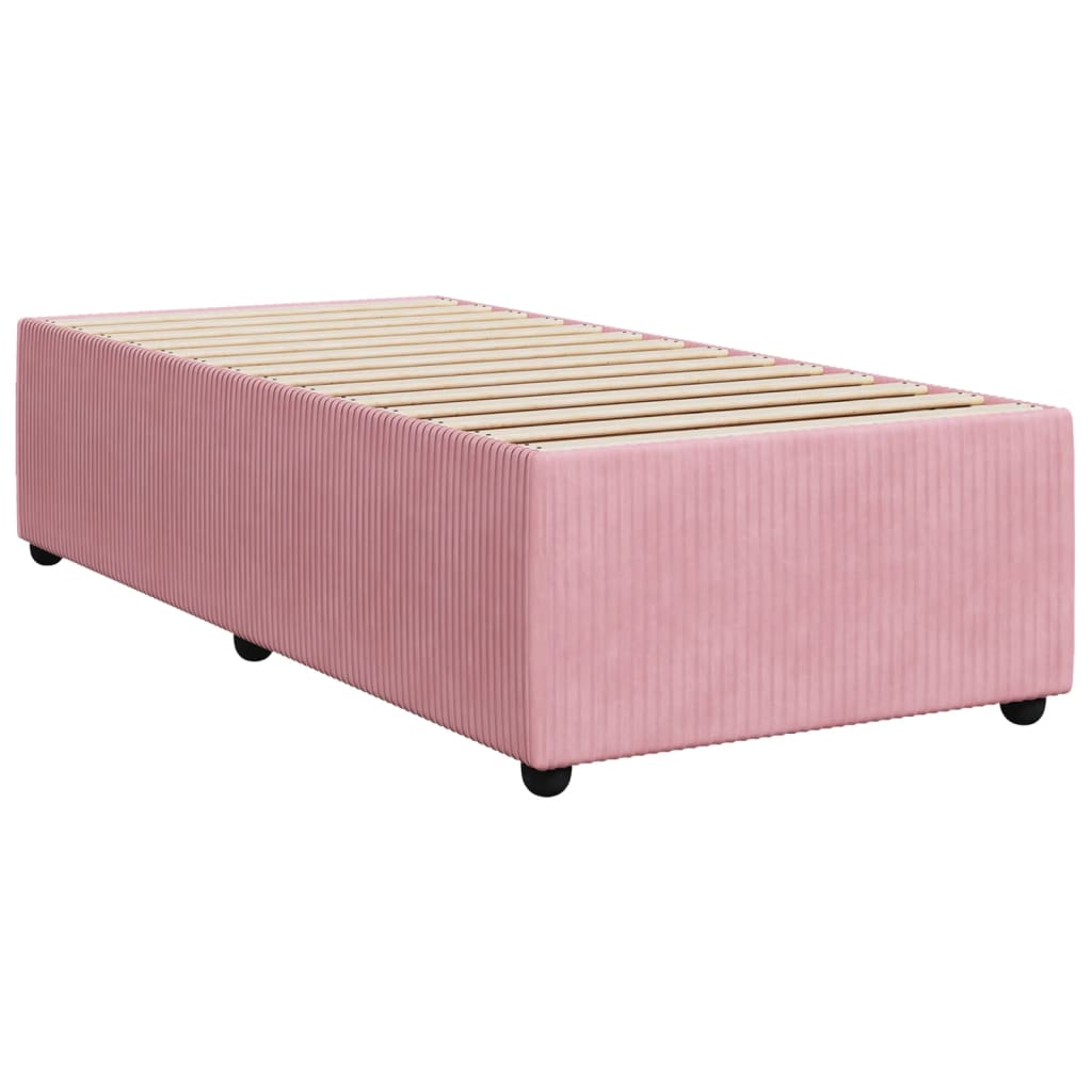 vidaXL Cama box spring con colchón terciopelo rosa 90x190 cm