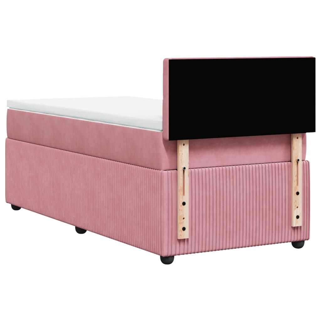 vidaXL Cama box spring con colchón terciopelo rosa 90x190 cm