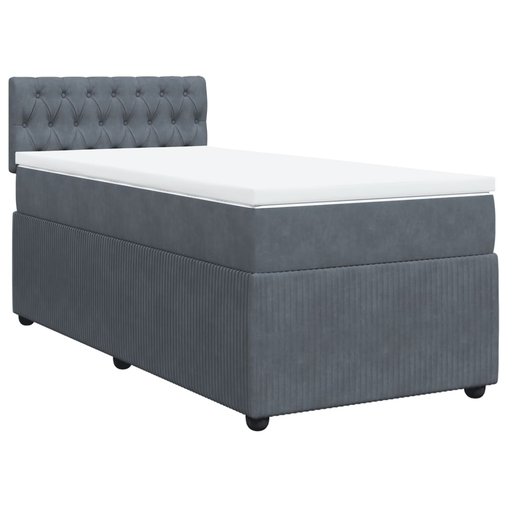 vidaXL Cama box spring con colchón terciopelo gris oscuro 90x200 cm