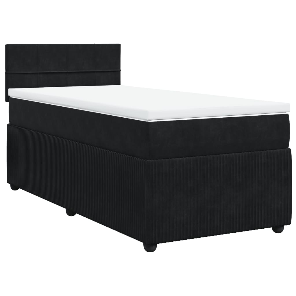 vidaXL Cama box spring con colchón terciopelo negro 90x200 cm