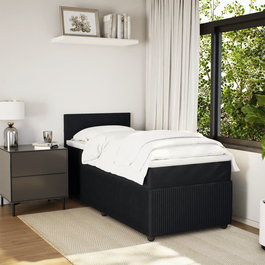 vidaXL Cama box spring con colchón terciopelo negro 90x200 cm