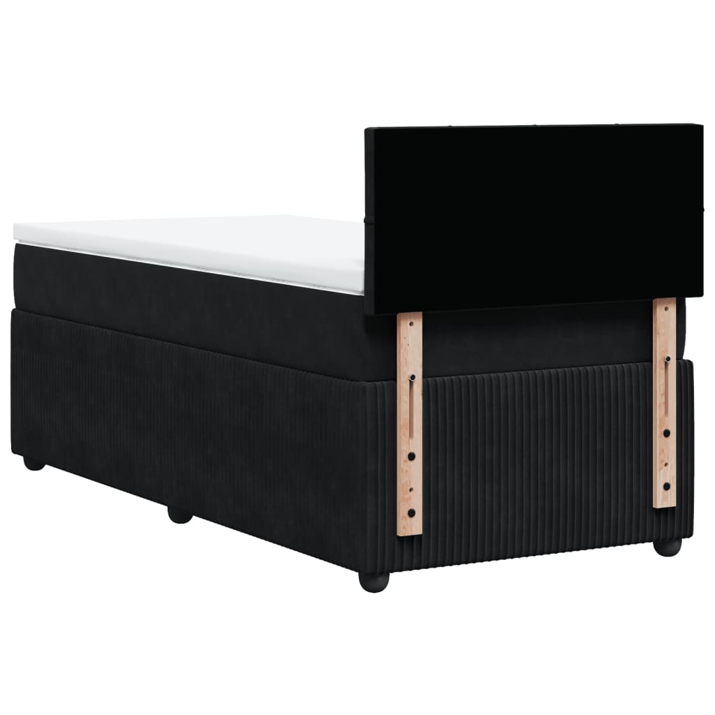 vidaXL Cama box spring con colchón terciopelo negro 90x200 cm