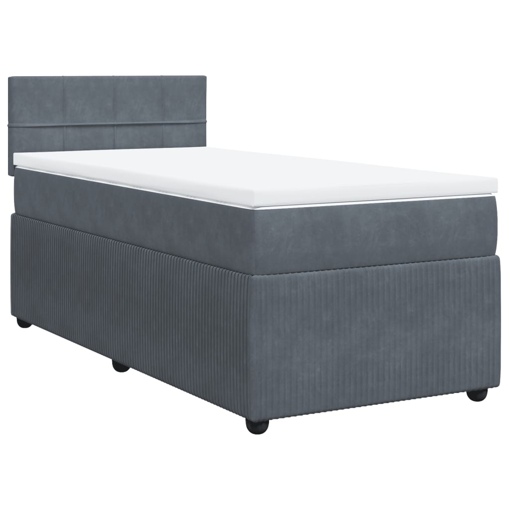 vidaXL Cama box spring con colchón terciopelo gris oscuro 100x200 cm