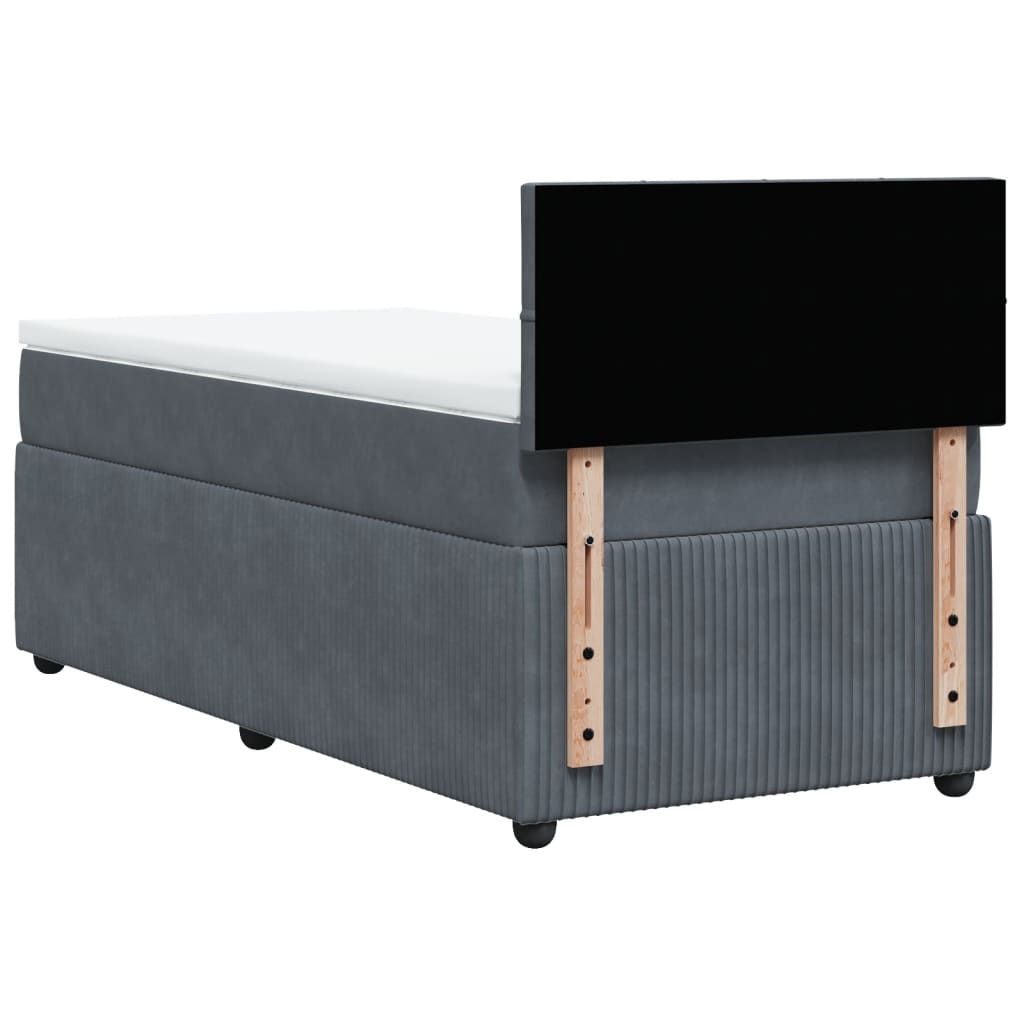 vidaXL Cama box spring con colchón terciopelo gris oscuro 100x200 cm