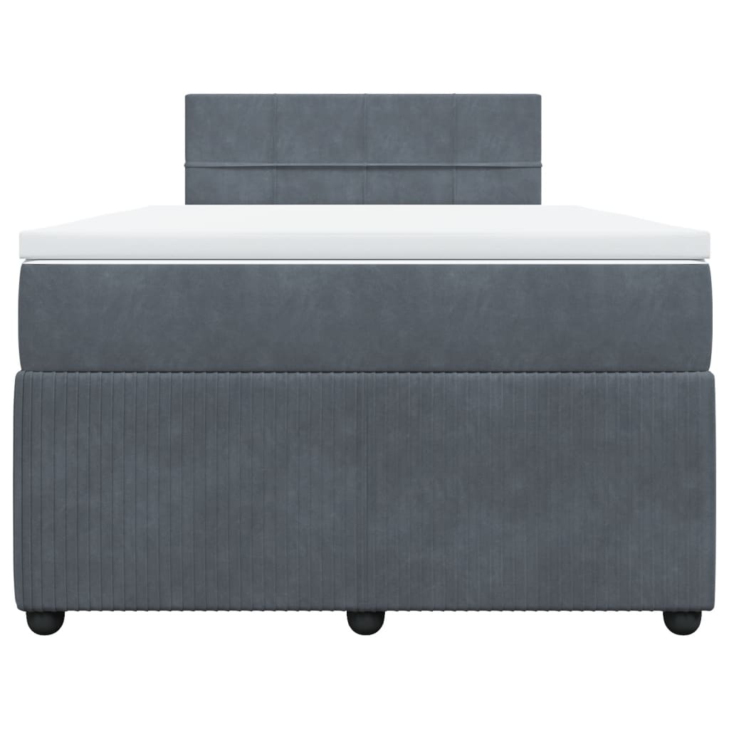 vidaXL Cama box spring con colchón terciopelo gris oscuro 120x200 cm