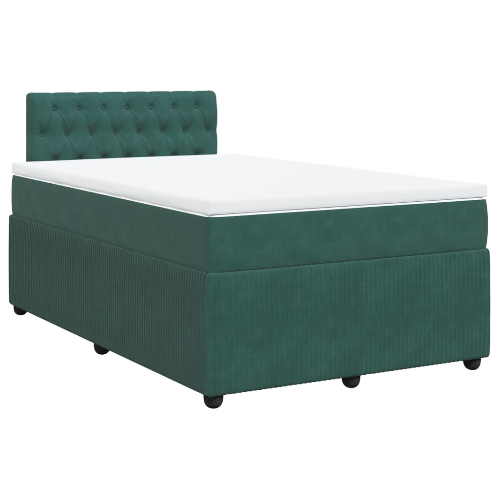 vidaXL Cama box spring con colchón terciopelo verde oscuro 120x200 cm