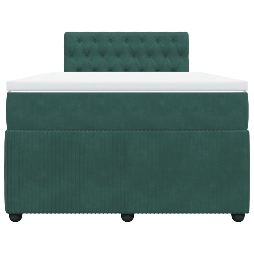 vidaXL Cama box spring con colchón terciopelo verde oscuro 120x200 cm