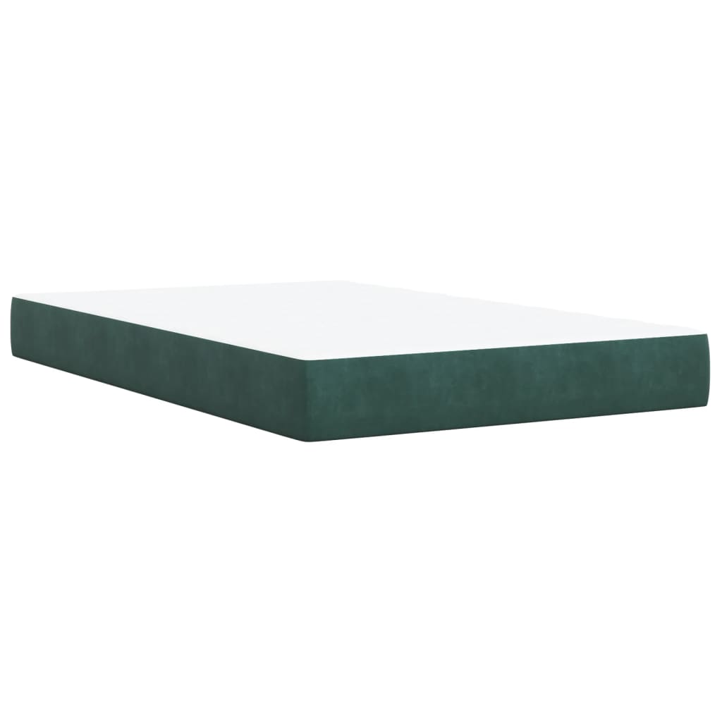 vidaXL Cama box spring con colchón terciopelo verde oscuro 120x200 cm