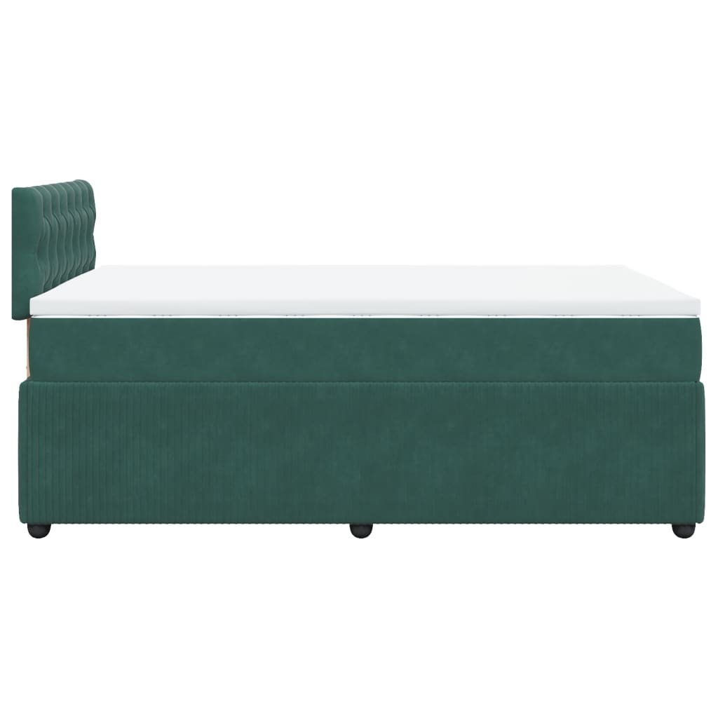 vidaXL Cama box spring con colchón terciopelo verde oscuro 120x200 cm