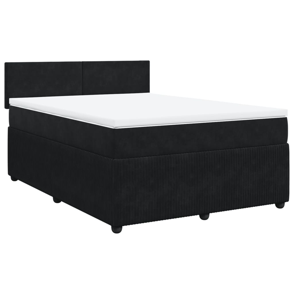 vidaXL Cama box spring con colchón terciopelo negro 140x190 cm