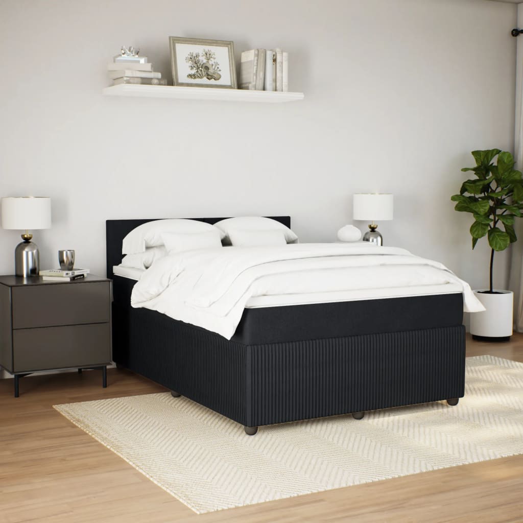 vidaXL Cama box spring con colchón terciopelo negro 140x190 cm