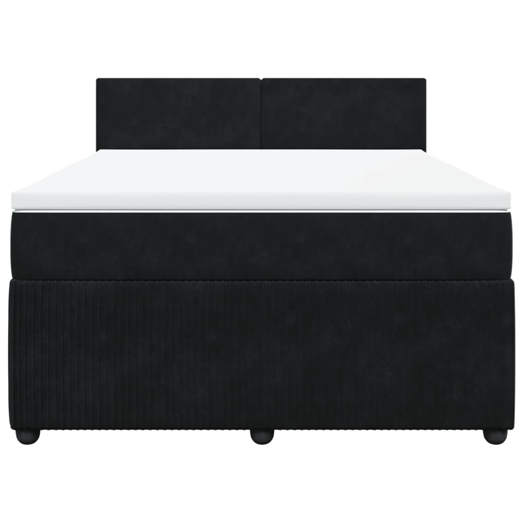 vidaXL Cama box spring con colchón terciopelo negro 140x190 cm