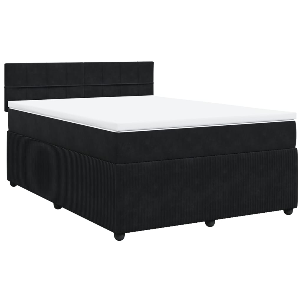 vidaXL Cama box spring con colchón terciopelo negro 140x190 cm