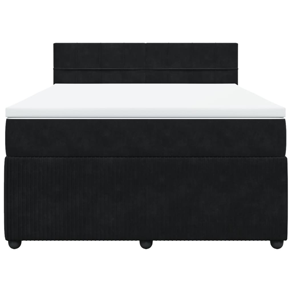 vidaXL Cama box spring con colchón terciopelo negro 140x190 cm