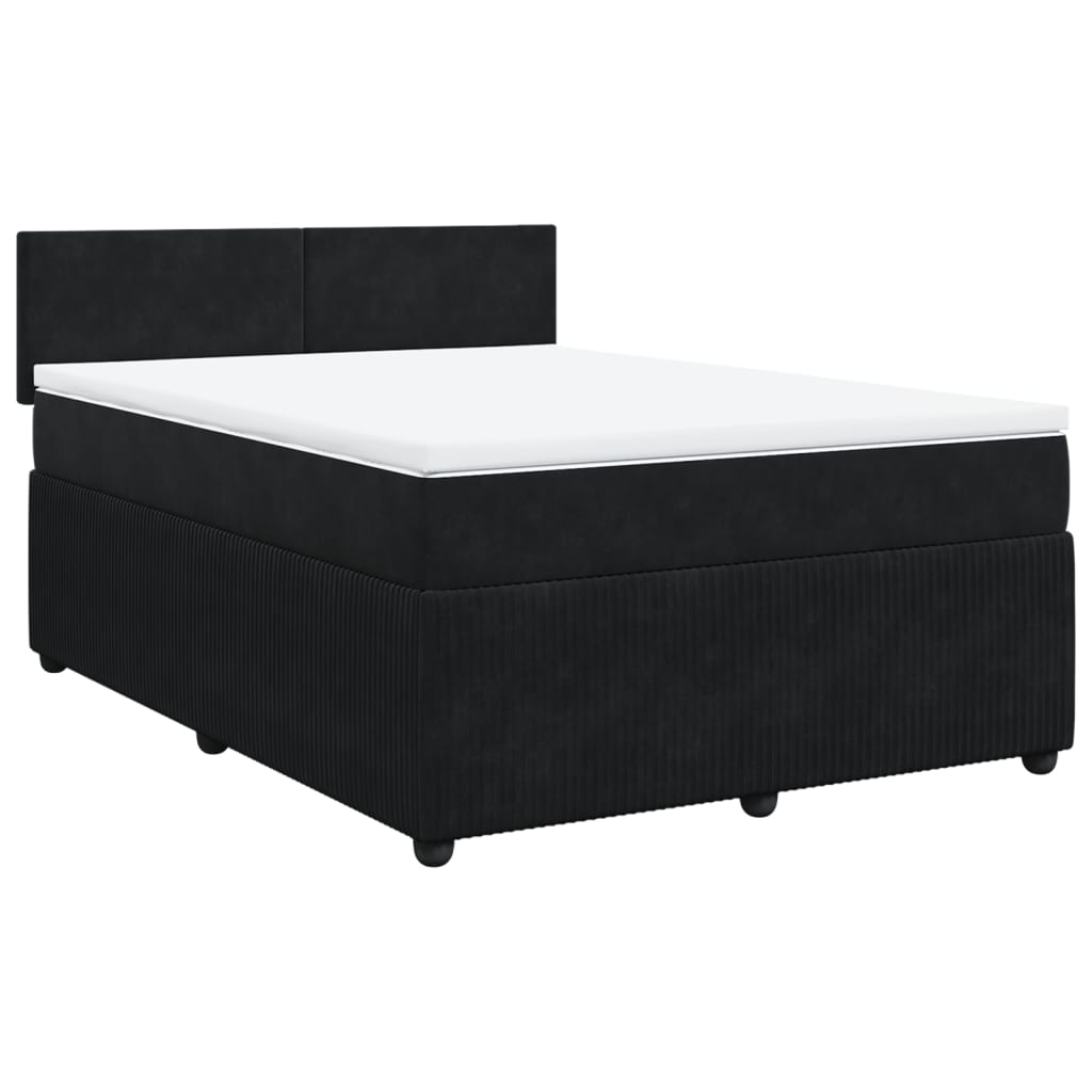 vidaXL Cama box spring con colchón terciopelo negro 140x200 cm