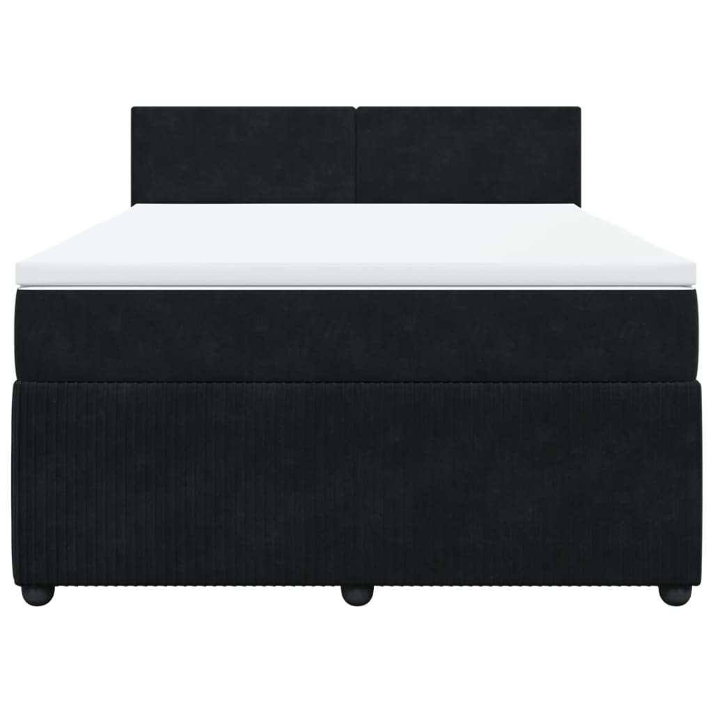 vidaXL Cama box spring con colchón terciopelo negro 140x200 cm