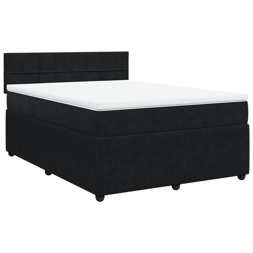 vidaXL Cama box spring con colchón terciopelo negro 140x200 cm