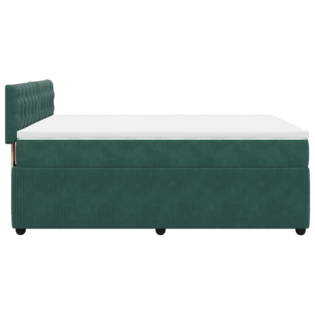 vidaXL Cama box spring con colchón terciopelo verde oscuro 140x200 cm