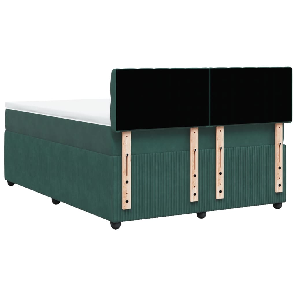 vidaXL Cama box spring con colchón terciopelo verde oscuro 140x200 cm