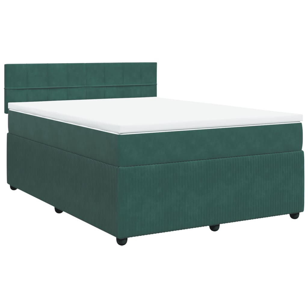 vidaXL Cama box spring con colchón terciopelo verde oscuro 160x200 cm