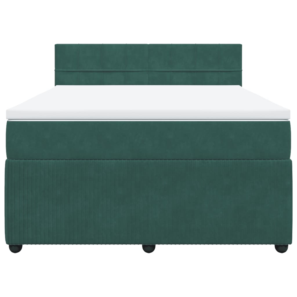 vidaXL Cama box spring con colchón terciopelo verde oscuro 160x200 cm