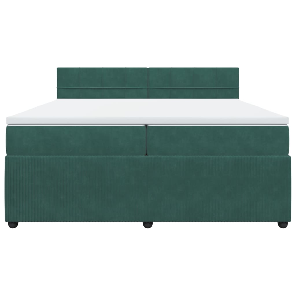 vidaXL Cama box spring con colchón terciopelo verde oscuro 200x200 cm