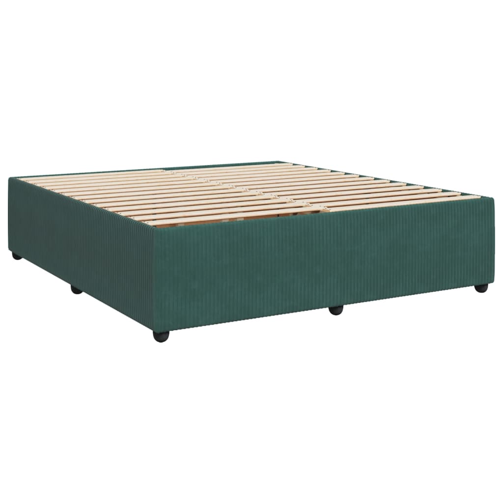 vidaXL Cama box spring con colchón terciopelo verde oscuro 200x200 cm