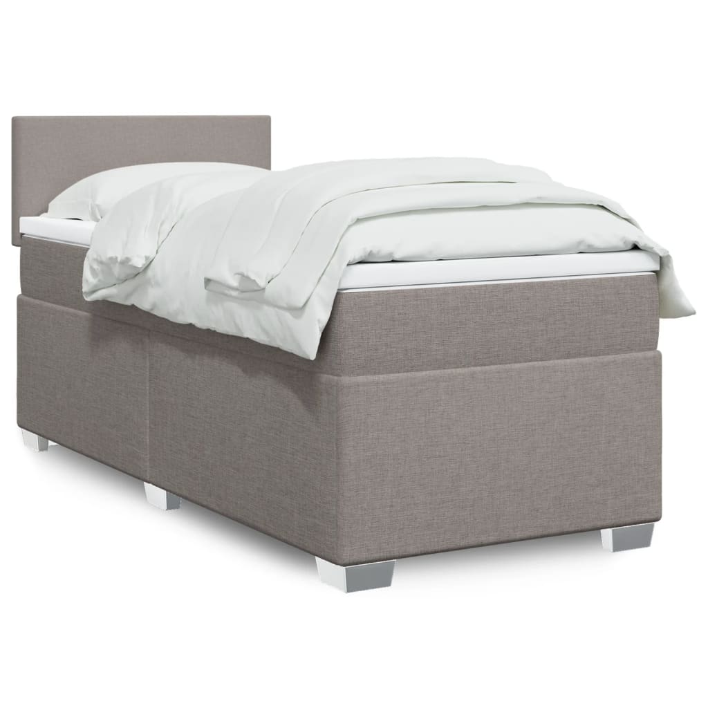 vidaXL Cama box spring con colchón tela gris taupe 80x200 cm