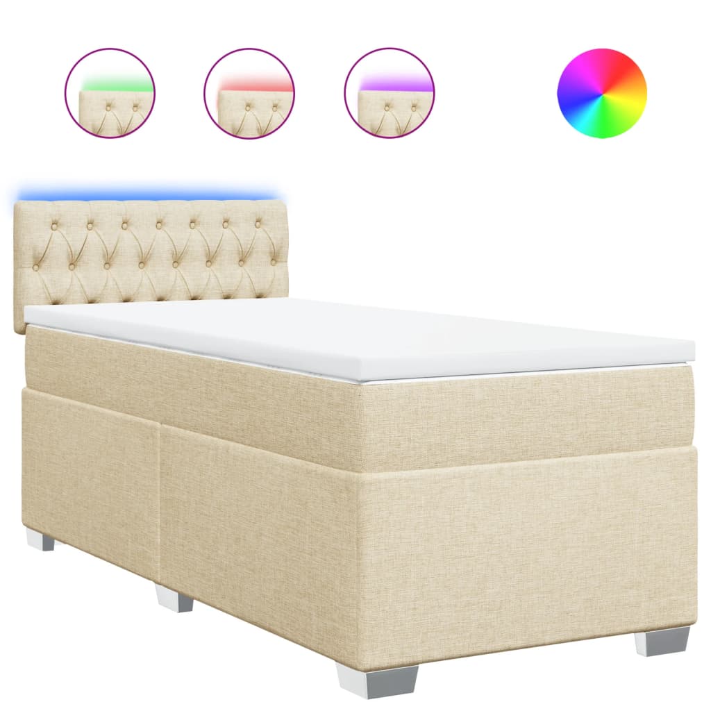 vidaXL Cama box spring con colchón tela color crema 80x200 cm