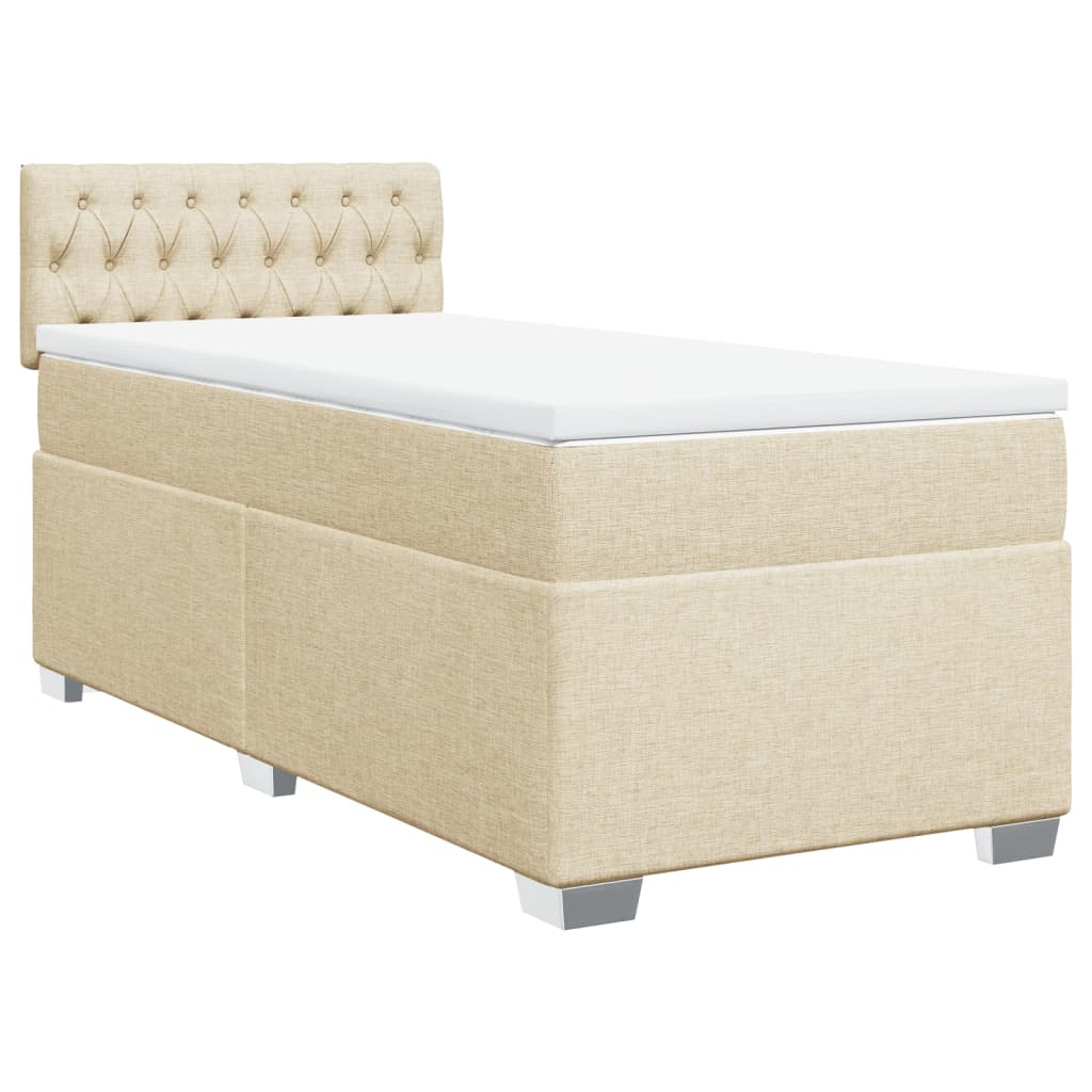 vidaXL Cama box spring con colchón tela color crema 80x200 cm