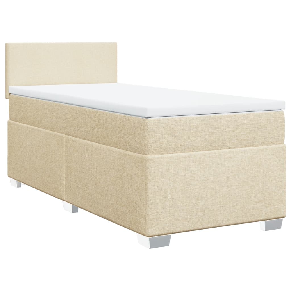 vidaXL Cama box spring con colchón tela color crema 90x200 cm