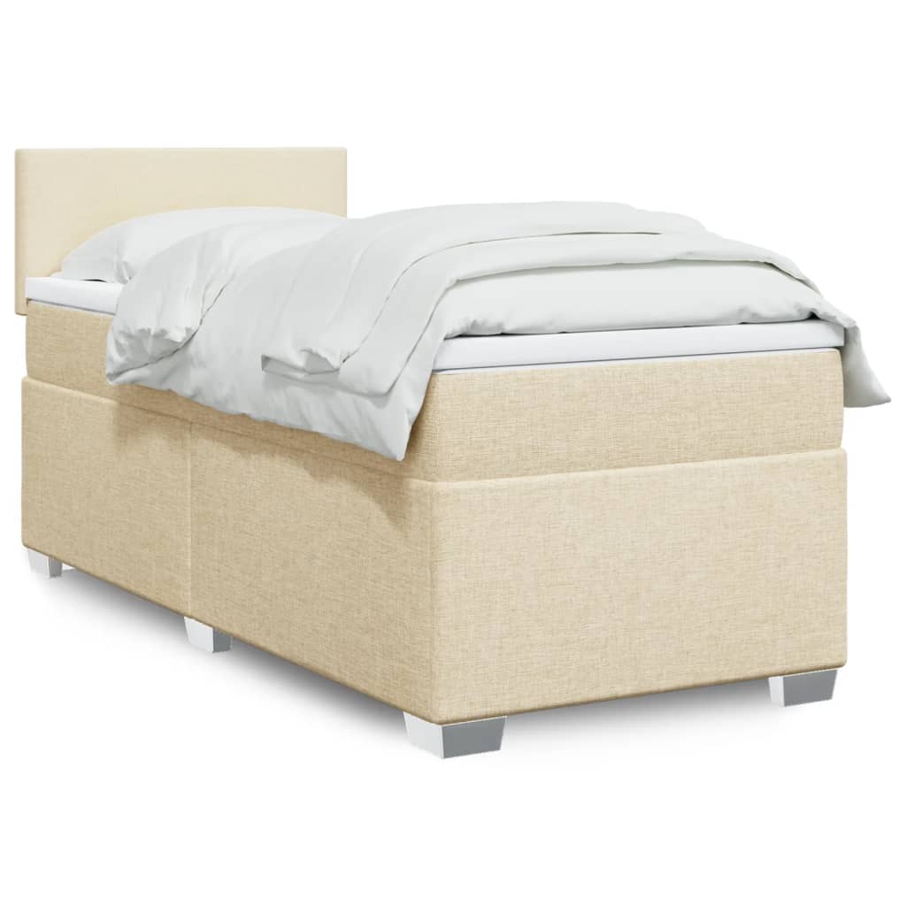 vidaXL Cama box spring con colchón tela color crema 90x200 cm