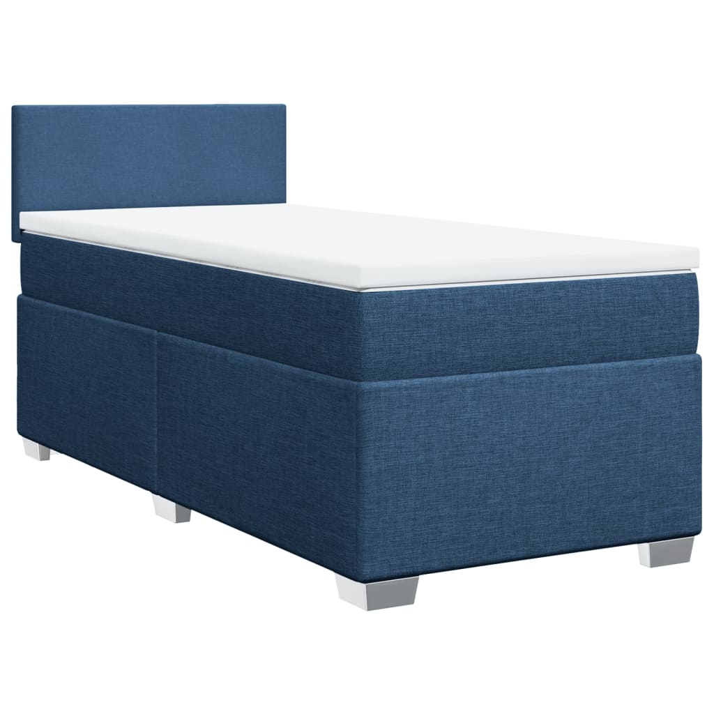 vidaXL Cama box spring con colchón tela azul 90x200 cm