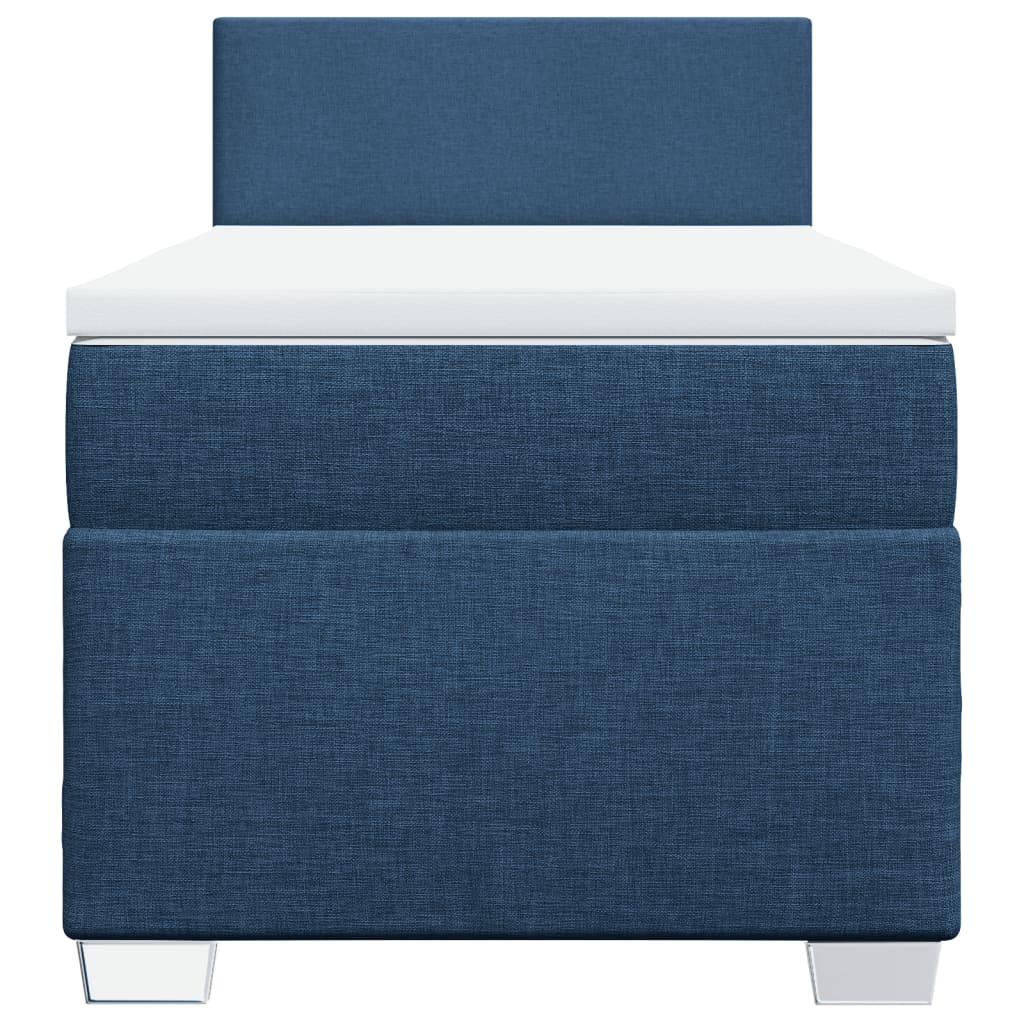 vidaXL Cama box spring con colchón tela azul 90x200 cm