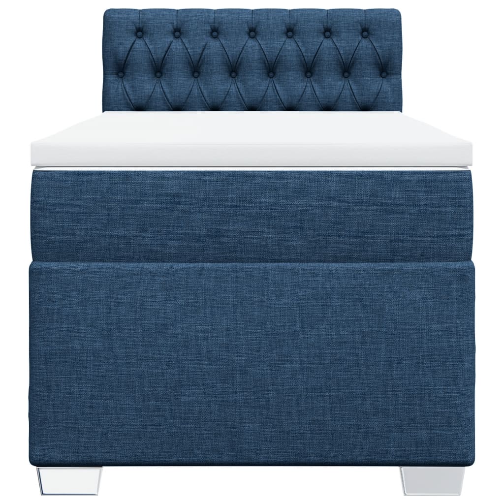 vidaXL Cama box spring con colchón tela azul 90x200 cm